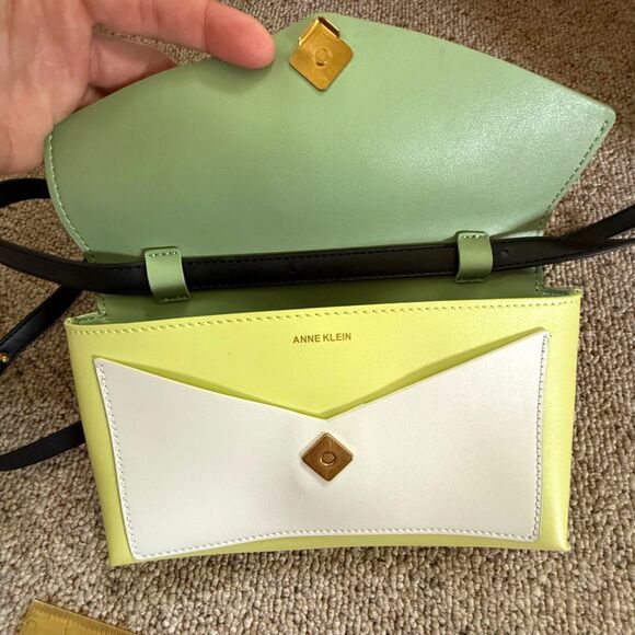 Y2K Anne Klein Colorblock Crossbody Shoulder Purse – Retro, Lion Emblem Closure - Picture 5 of 12